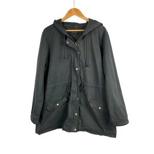Lucky Brand XL Gray Hooded Jacket With Snap Closures & Pockets